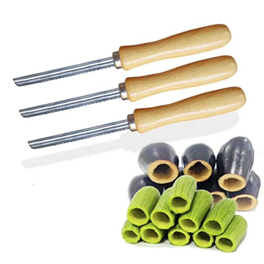 

3 шт., инструмент для сердцевины из нержавеющей стали для сквоша и овощей из нержавеющей стали для использования на кухне, 8 длинных гаджетов для удаления семян из баклажанов C