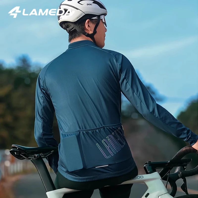 LAMEDA Thermal Mens Cycling Jersey Fleece Winter Bike Biking Clothing Bicycle Jersey for Riding Windproof MTB Cycling Clothing