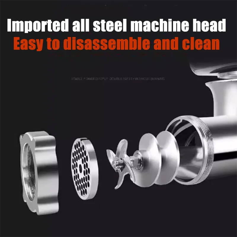 Commercial Electric Meat Grinder 1100W Heavy Duty Stainless Steel Mincer for Beef Pork Chicken Soft Bones Peanut view 5
