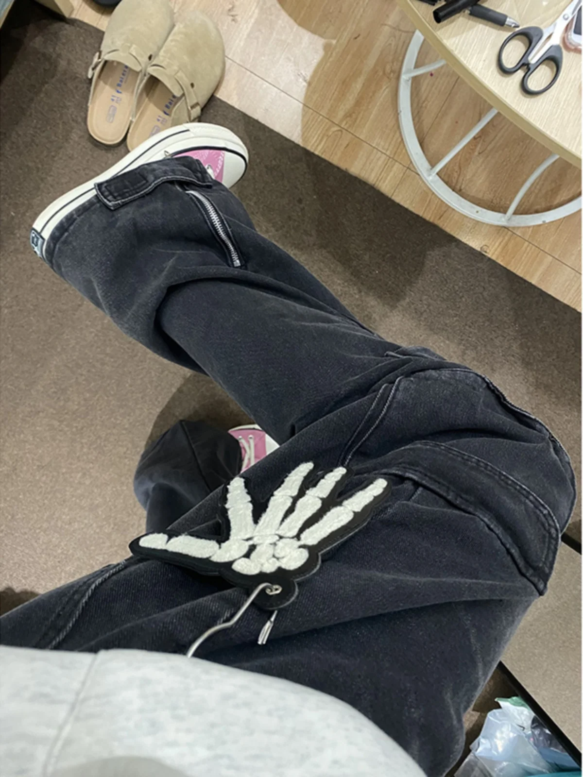 

Heavy Du Zipper Cuffed Jeans Men's Summer Trendy Brand Workwear Pants American Sle Knife Straight Leg Jeans Large kets