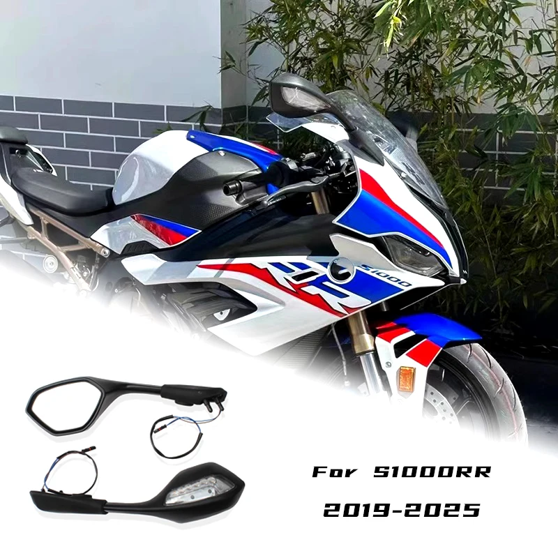 For BMW S1000RR S1000 RR S 1000 RR 2019-2025 2022 Motorcycle Rearview Mirrors With LED Turn Signals Light Rear View Side Mirror
