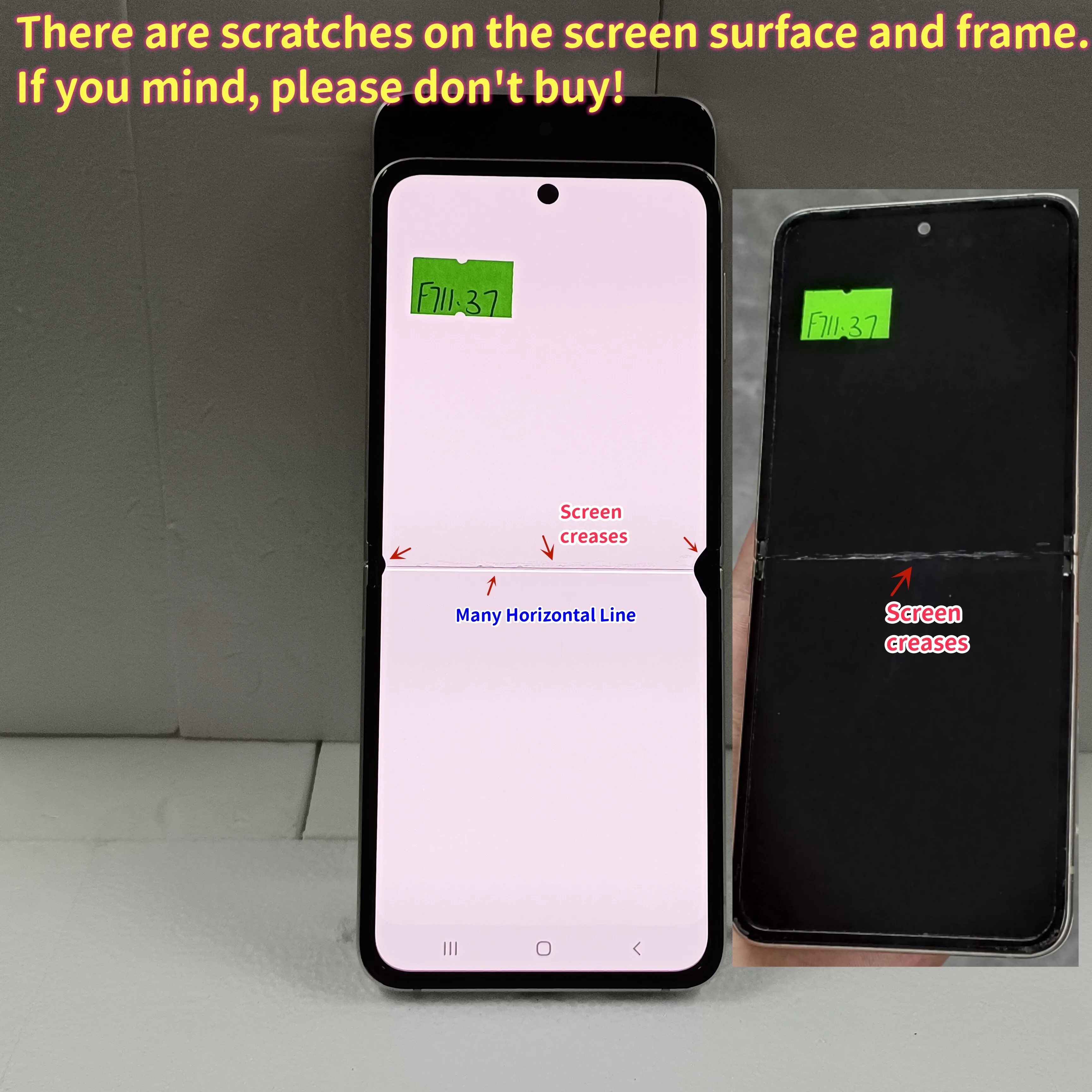 100%  Works Amoled Screen For Samsung Z Flip3 Display Lcd Sm-f711u F711b F7110 With Defect Display Touch Screen Assembly