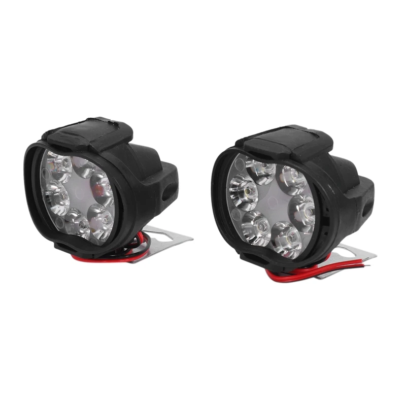 2Pcs 6 Led Motorcycle Light Headlight Assembly 10W 1000Lm+Switch Universal Scooter Fog Spotlight 6000K White Car Drl Lamp