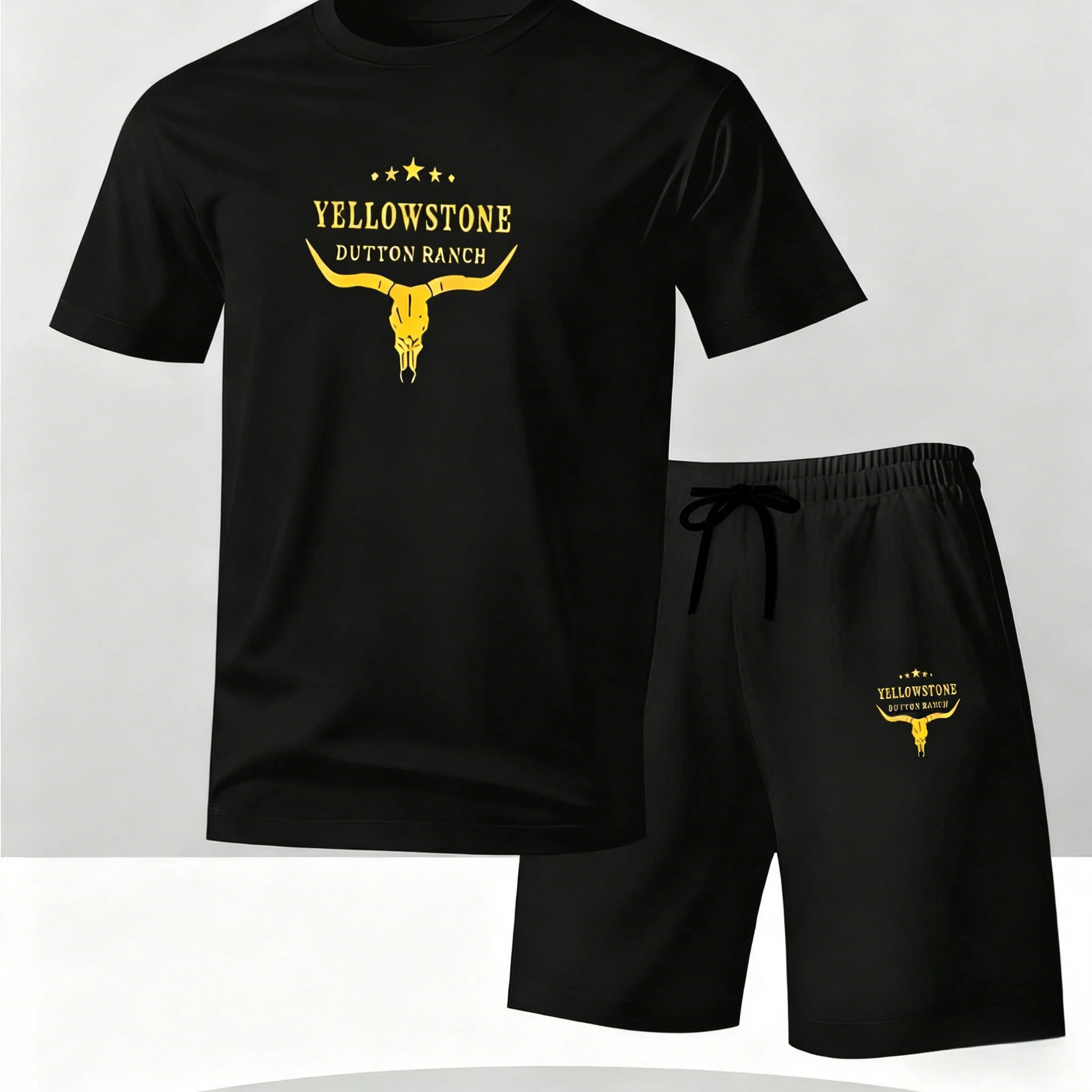 

2026 Exclusive Cowhead Logo Set, Retro Western Style Unisex 2-Piece, Breathable Casual Summer Streetwear for Fans