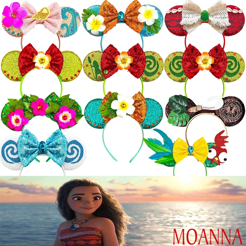 

Disney Moana Hair Band For Women Chick Hei Hei Hairband Kids Spiral Conch Headband Girls Magic Hook Sequins Bow Hair Accessories