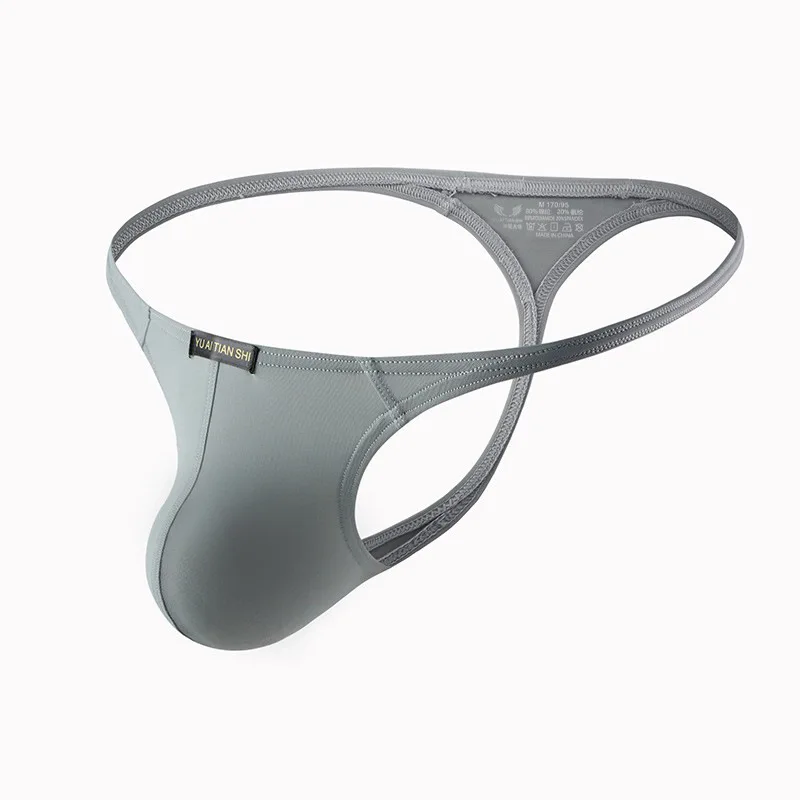 

Men's Bulge Thongs Nylon Gays Sexy Low-Rise U Convex Pouch T-Back Underwear High Elastic Open Buttocks String Panties Daily Wear