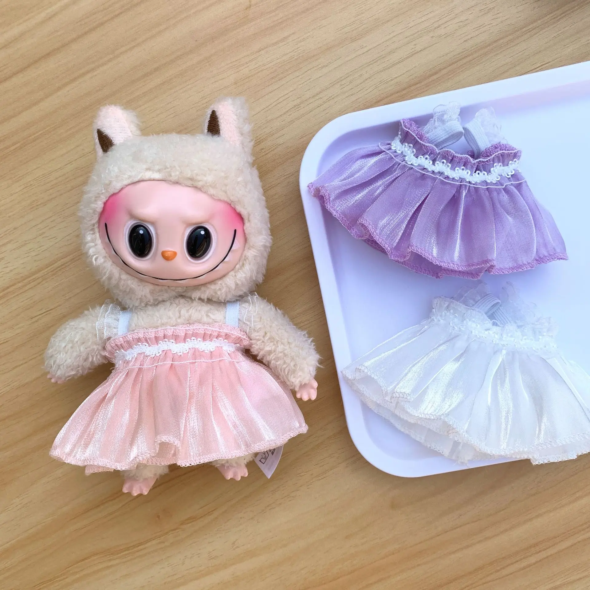 

Labubu Keychain Doll Clothes Colorful Tulle Skirt Labubu Doll Plush Toy Doll Outfit Change Accessories Clothes For Labubu