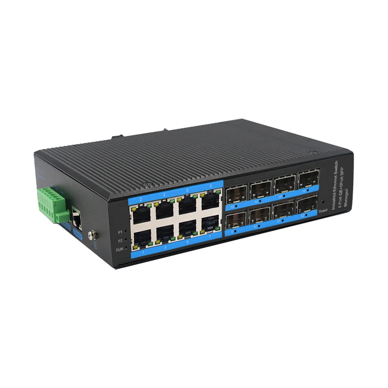 JT-COM L2 managed industrial grade POE with 4*1000M SFP uplink ports and 8*10/100/1000M RJ45 ports