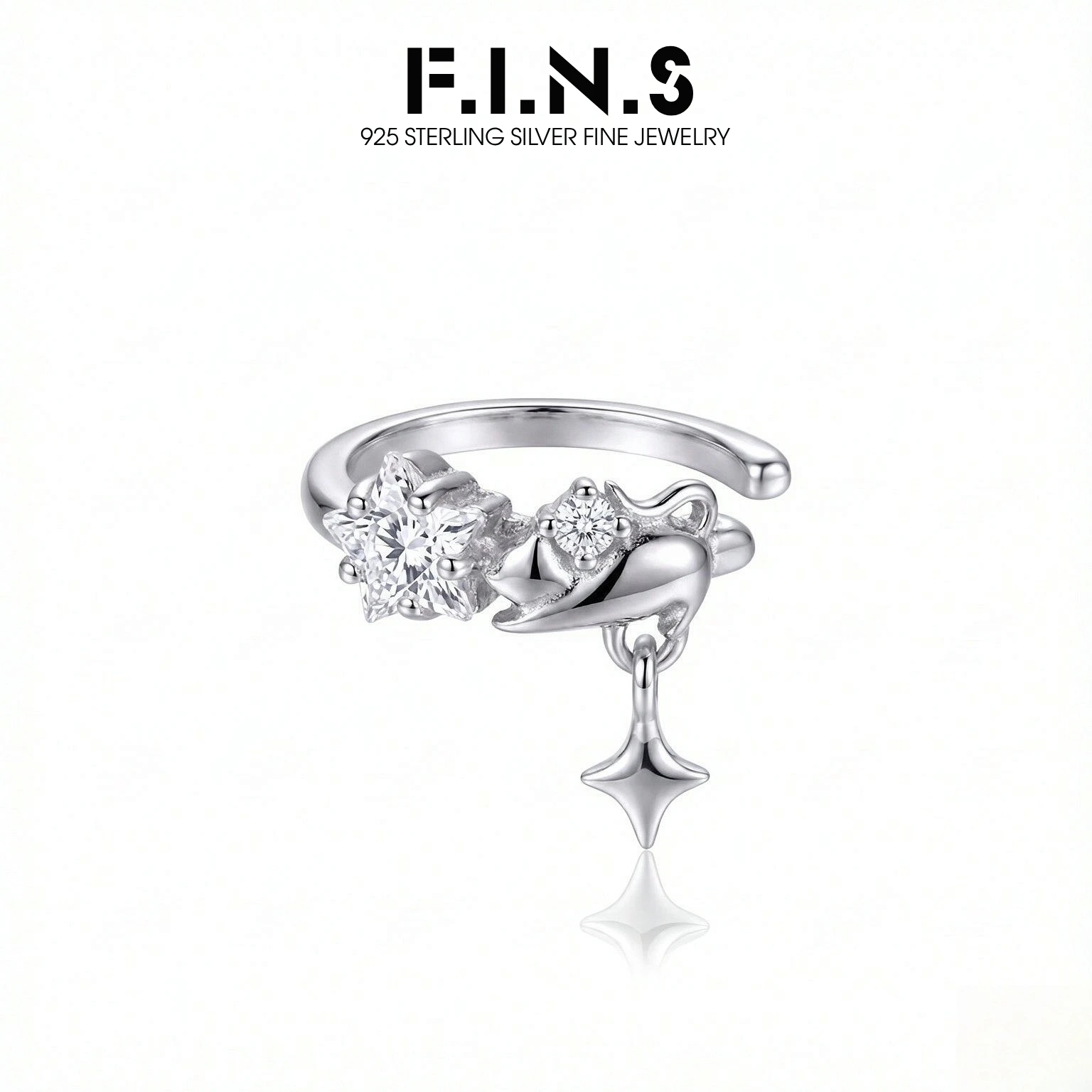F.I.N.S 1PC Original Korean Fashion S925 Sterling Silver Zircon Clip Earring For No Holes Punk Rivet Earcuff Catilage Jewelry