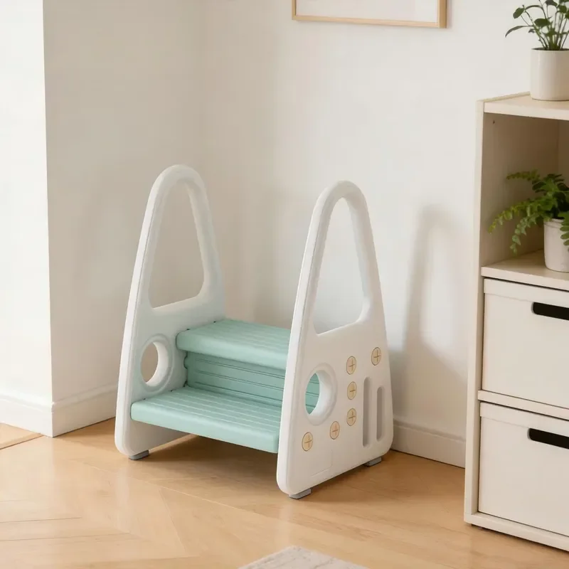 Cute Childrens Two Step Stool Plastic Footstool Safe Eco Friendly Potty Training Aid for Kitchen Bathroom Apartment School