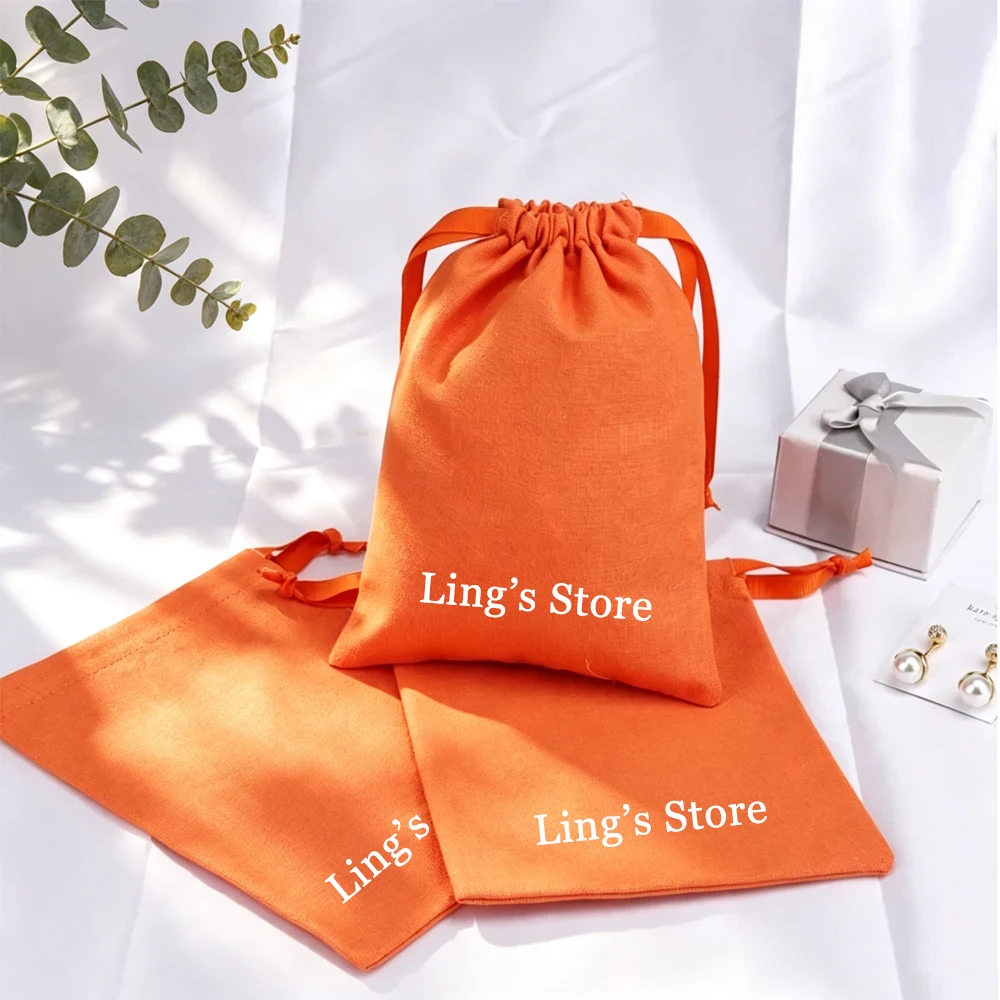 100 Stück Großhandel Benutzerdefinierte Logo-Schmuckbeutel aus Baumwolle, Geschenkverpackung, Leinenbeutel mit Kordelzug für Süßigkeiten, Kosmetik, Parfüm, Schlüsselanhänger-Organizer – Detail 6