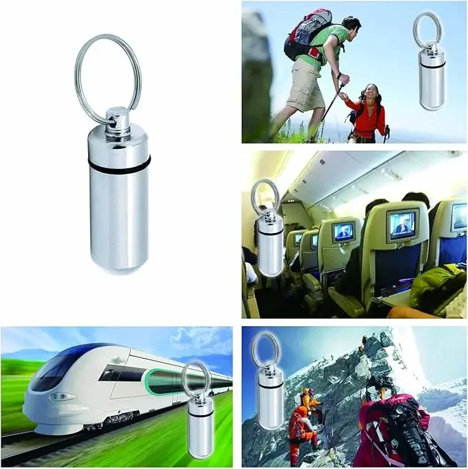 1/5pcs Portable Colorful Mini Aluminum Pill Box Medicine Case Container Bottle Holder Keychain Outdoor Pillbox Portable Key Ring
