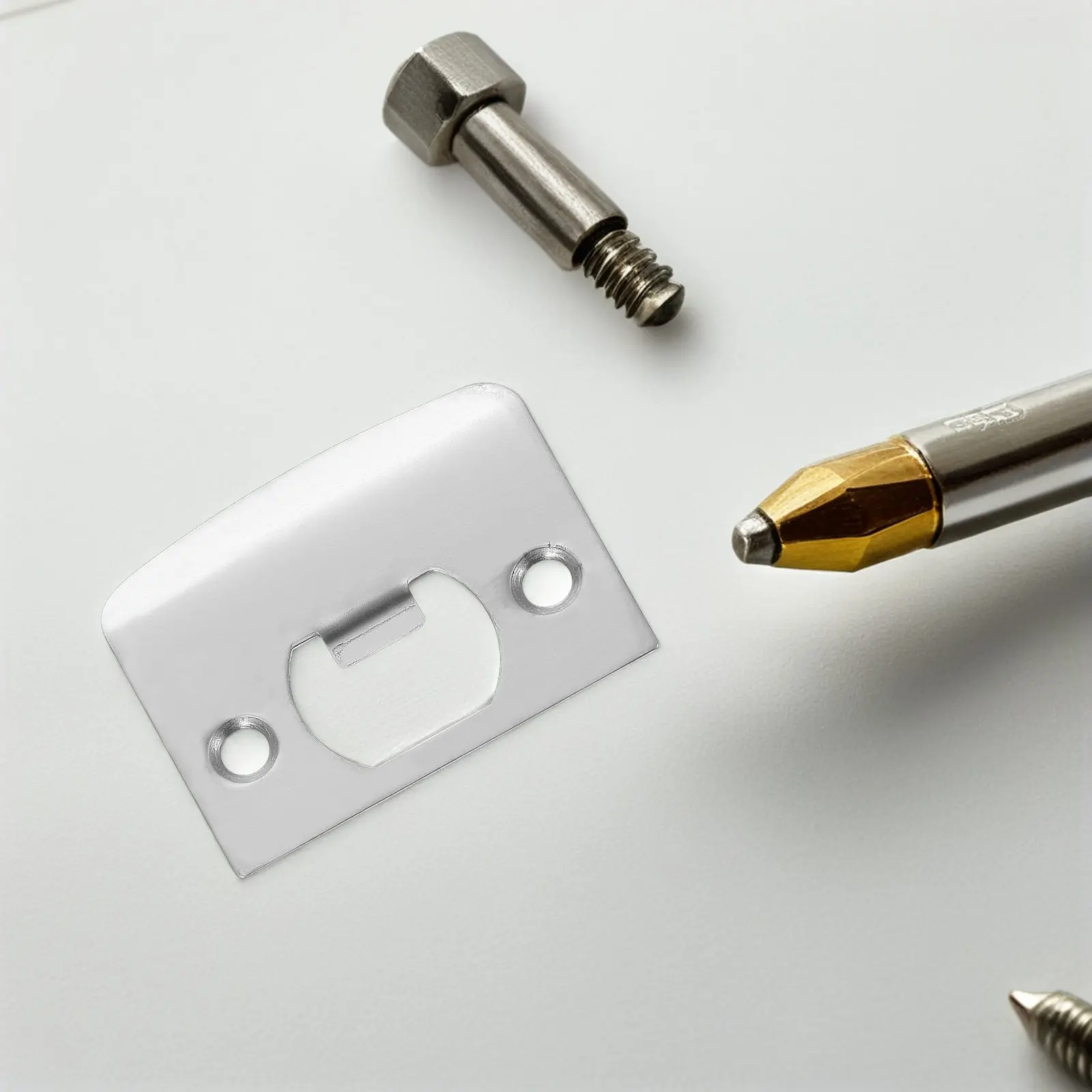 2Pcs Lock Tongue Deadbolt Strike Plate Front Door Reinforcement Stainless Steel Hole Filler Cover Plate Repair
