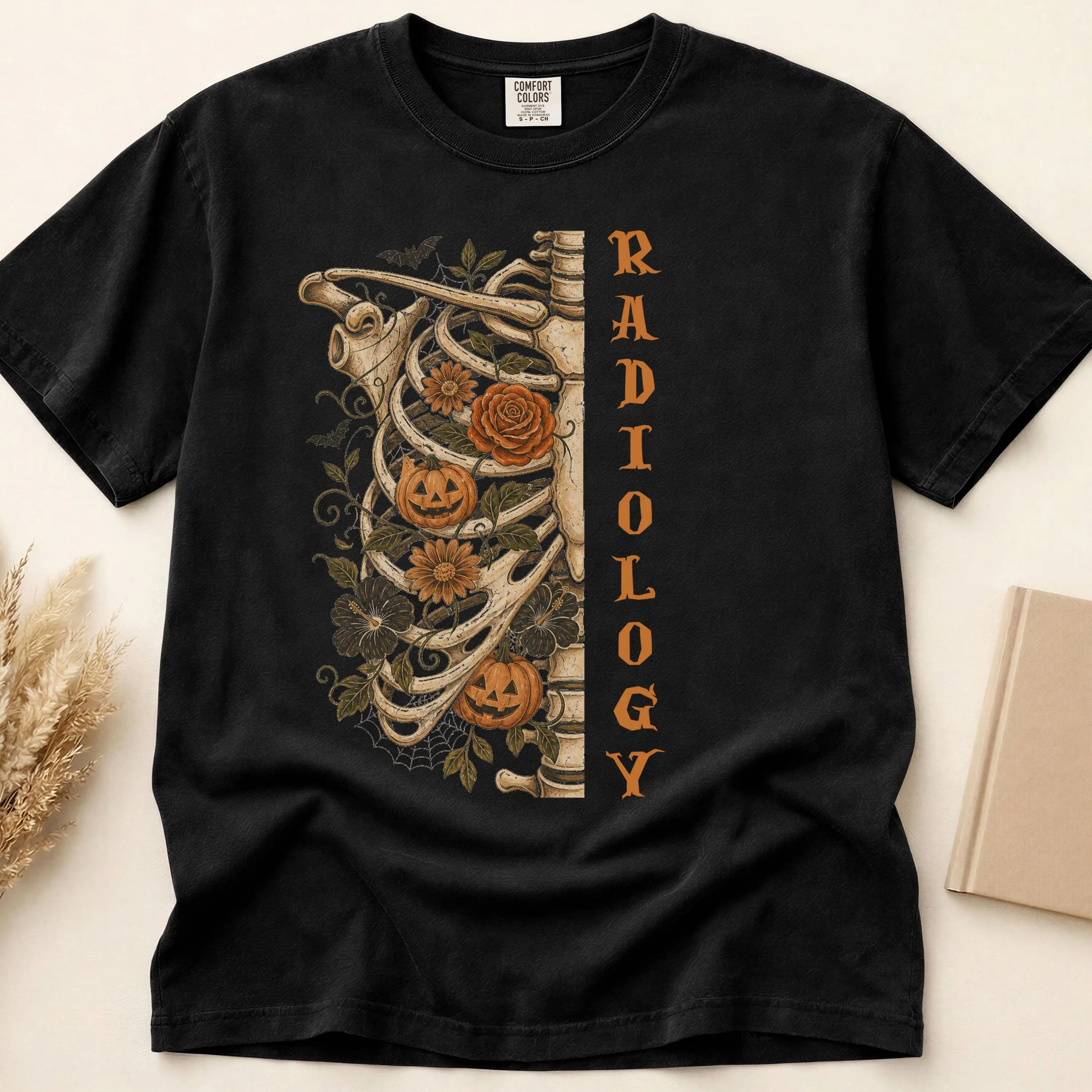 Skeleton Radiology Shirt - Spooky Floral Halloween Tee, Fall Gift T-shirt