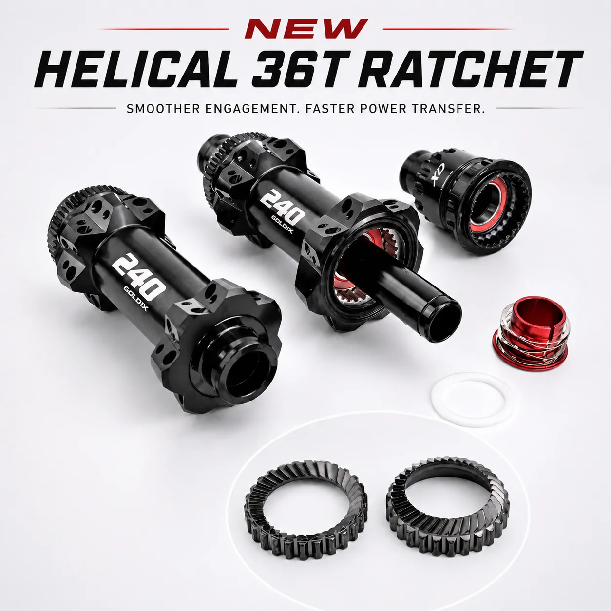 GOLDIX M240 28H Boost MTB-Nabe 36T Ratchet Straight Pull Center Lock HG XD MS 110x15 148x12 10-12-Gang Fahrradnabe – Detail 6
