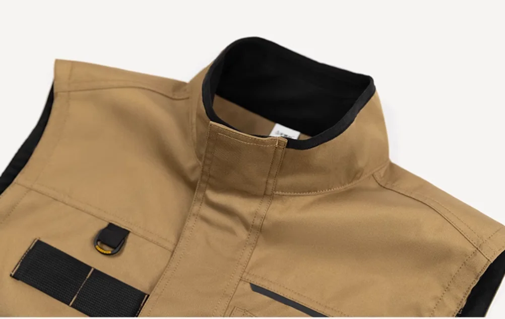 Gilet da lavoro kaki da uomo Gilet tascabile per attrezzi Artigiano falegname meccanico Gilet da lavoro abbigliamento da lavoro gilet cargo esterno gilet canotte cappotto