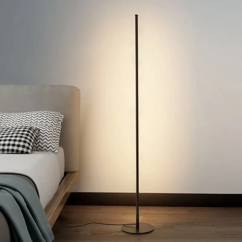 Imagem -02 - Lâmpada de Assoalho Led Minimalista Criativo Preto Quarto Ins Estilo Atmosfera de Escurecimento Infinito