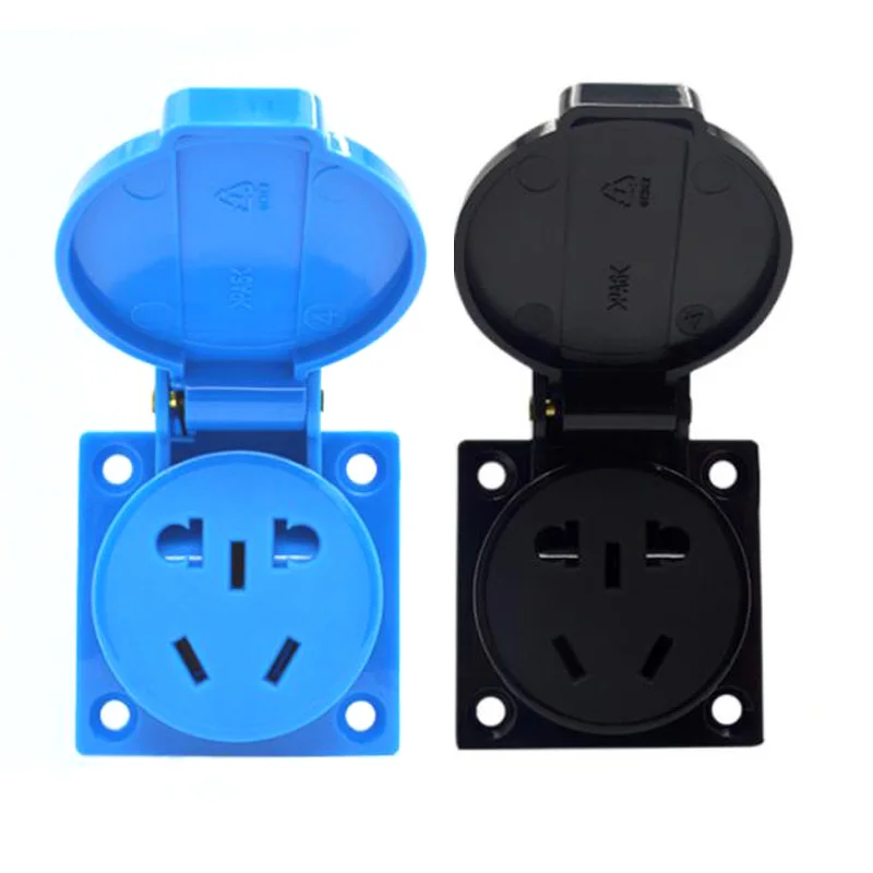 1 STKS Zwart Blauw 2 P + E Multifunctionele China VS UK Australië Nieuw-Zeeland EU Duitsland Frankrijk Zwitsers Brazilië Industriële Waterdichte Socket