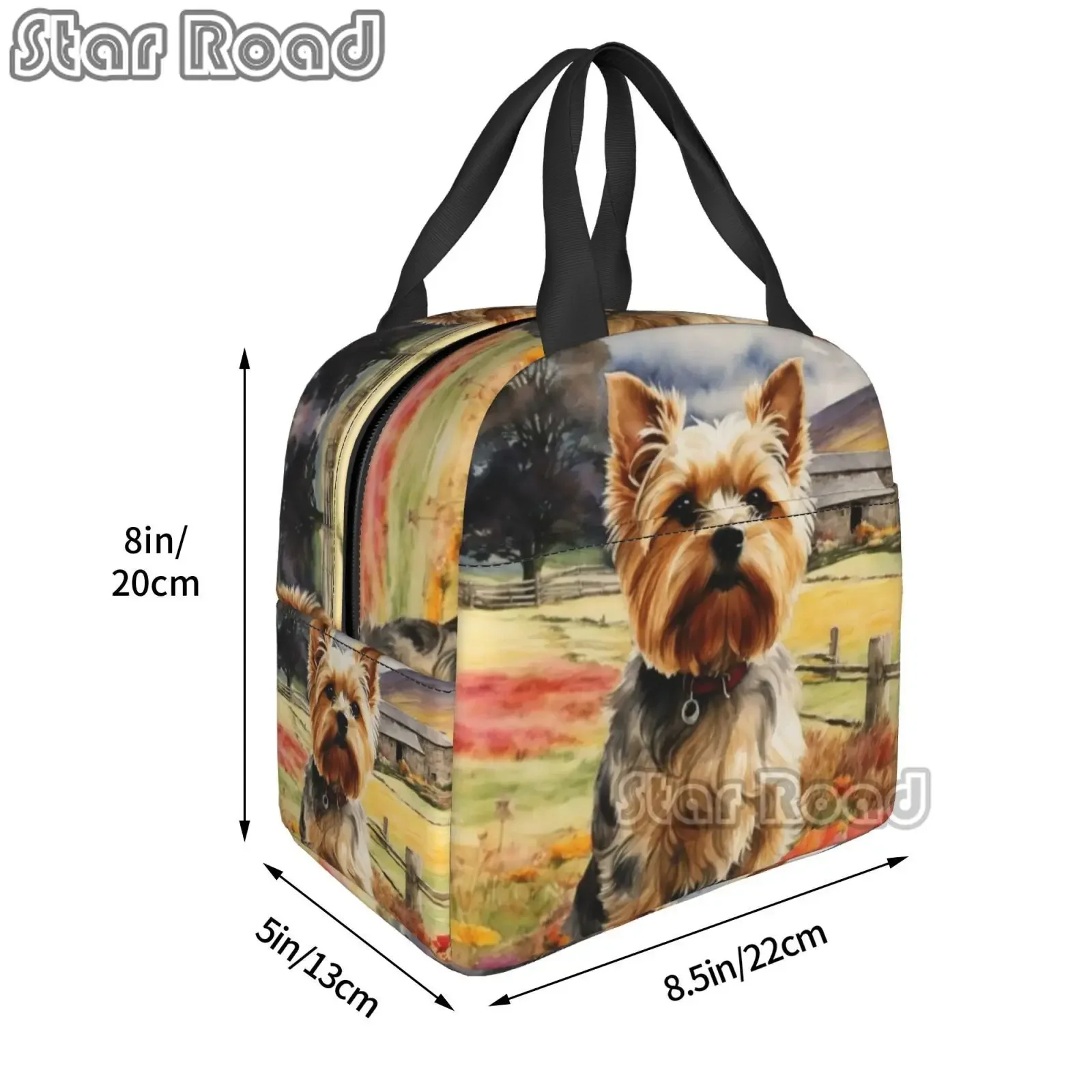 Yorkshire Terrier Lunch Bag Insulated Reusable Lunch Box Thermal Tote Bag Container Cooler Bag for Women Men Travel Picnic Work