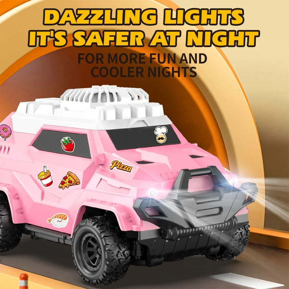 Coche de carreras RC de 2,4G para niños, juguetes DIY, pegatina con Control remoto, coche todoterreno, luces de juguete para vehículo eléctrico, juguete novedoso para cumpleaños