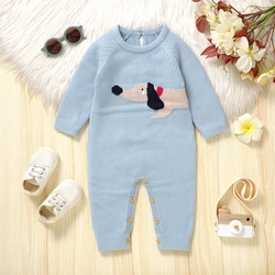 Baby Romper Long Sleeve Autumn Newborn Boys Girls Jumpsuit Knitted Infant Kid Clothing Fashion Dog Cute Dachshund 0-18M Overalls