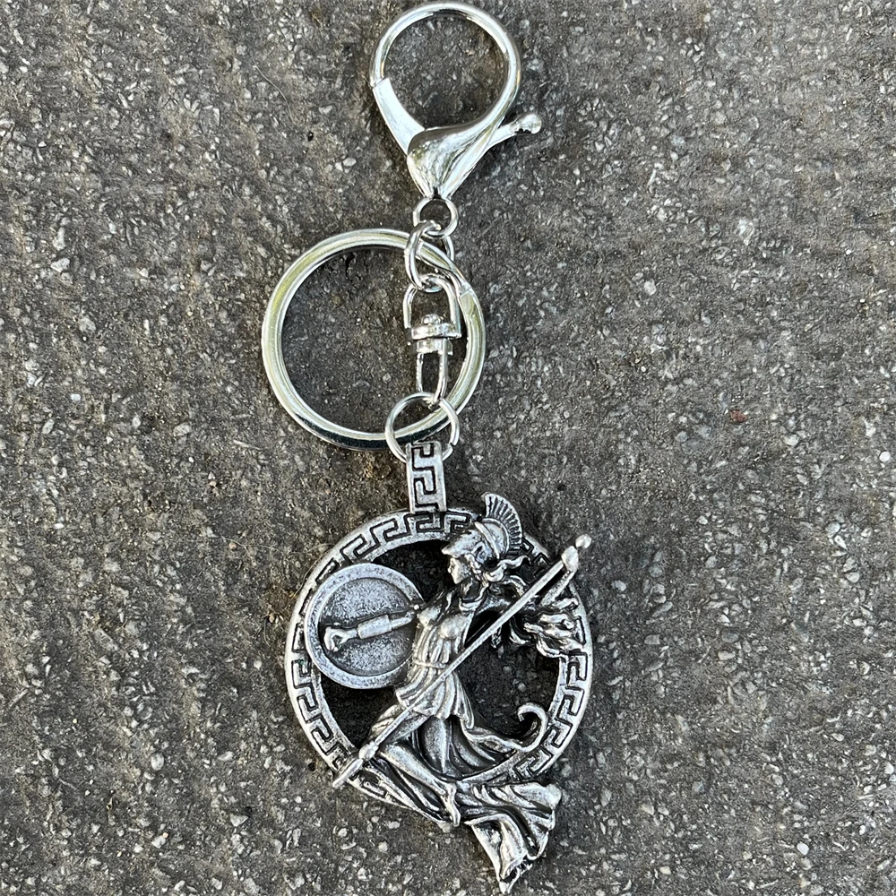 Nostalgia Greek Goddess Metal Keychain Mythology Minerva Athena Warrior Viking Key Accecories For Women Mothers Day Gift