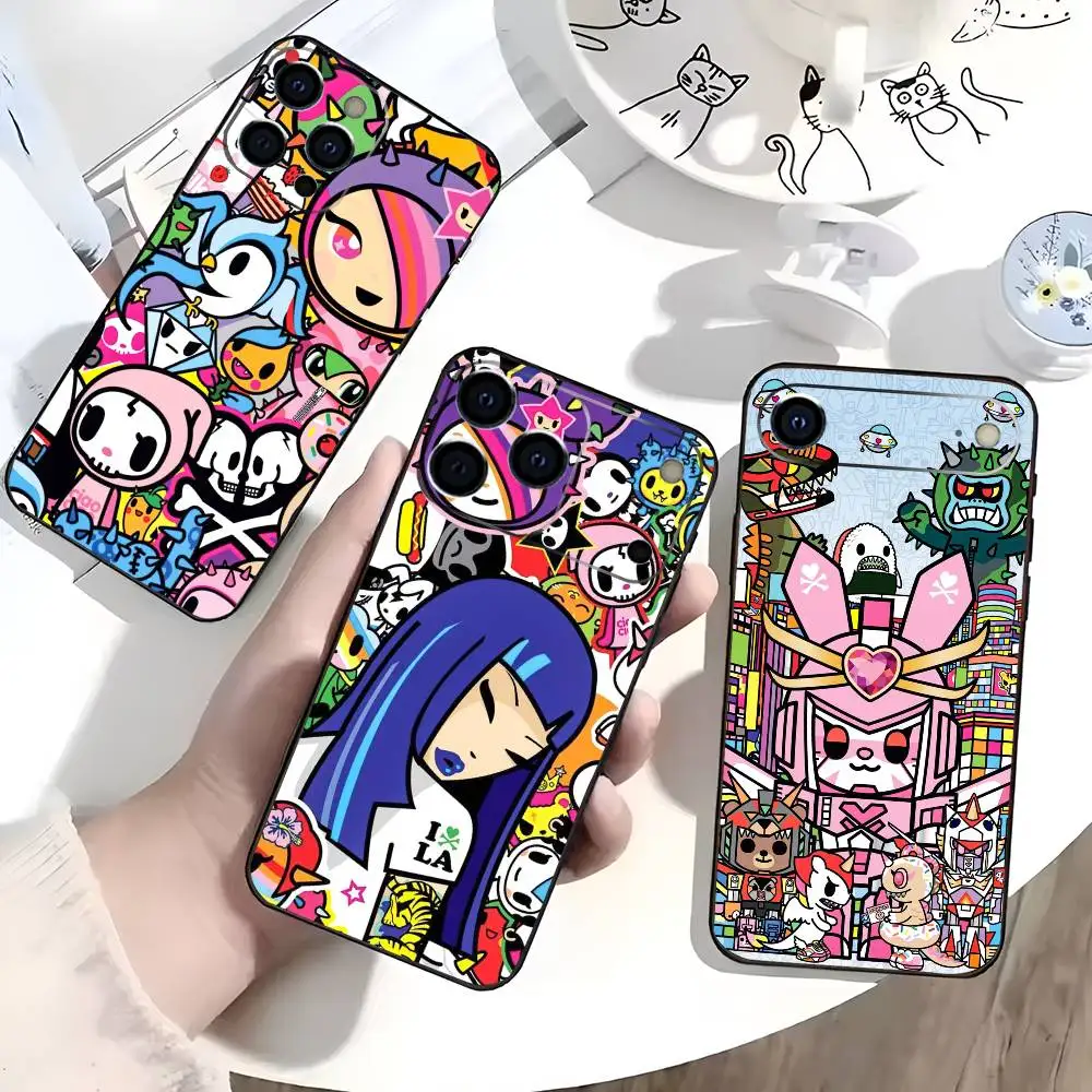 

Japan T-Tokidokis Phone Case For iPhone 17,16,15,14,13,12,11 Plus,Pro Max,XS,Soft Silicone Black Cover