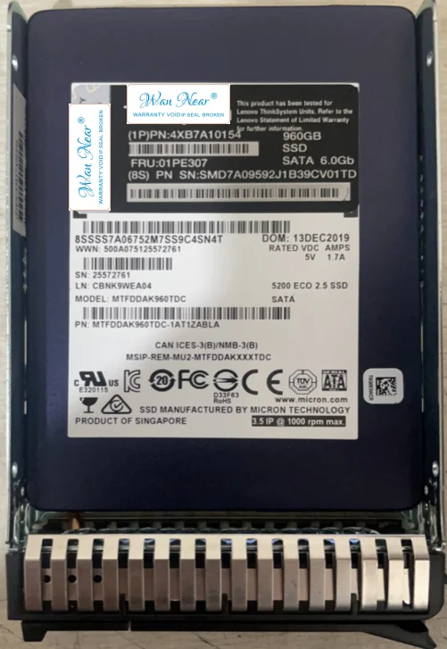 ل 4XB7A10154 01PE307 960G SATA SSD 2.5 SR550 SR650 X3650 M5