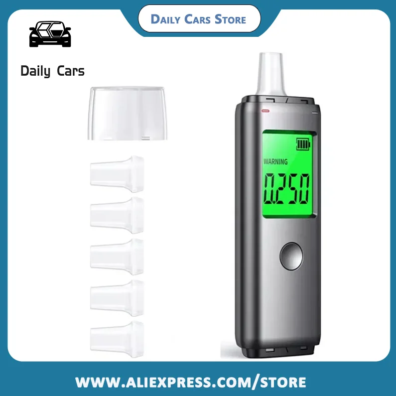 Breathalyzer เครื่องทดสอบแอลกอฮอล์ Blow Air การทดสอบอัตโนมัติสําหรับการขับขี่เมาแบบชาร์จไฟได้สองโหมดการทดสอบอุปกรณ์เสริมในรถยนต์