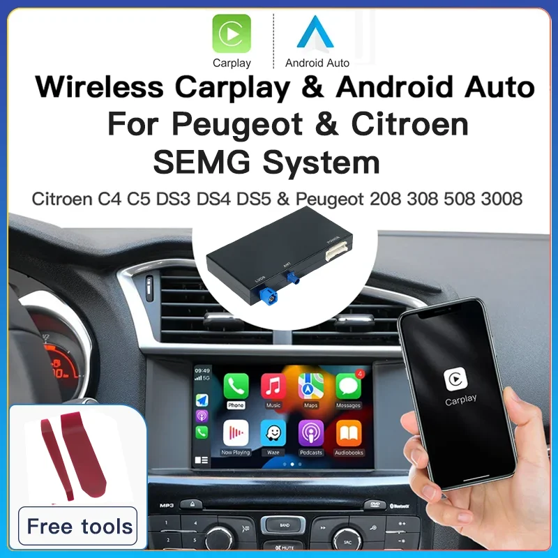 CARABC Wireless Carplay box For Peugeot Citroen SMEG SMEG+ Picasso C4 C5 DS4 DS3 308 508 208 3008 Android Auto AirPlay Module