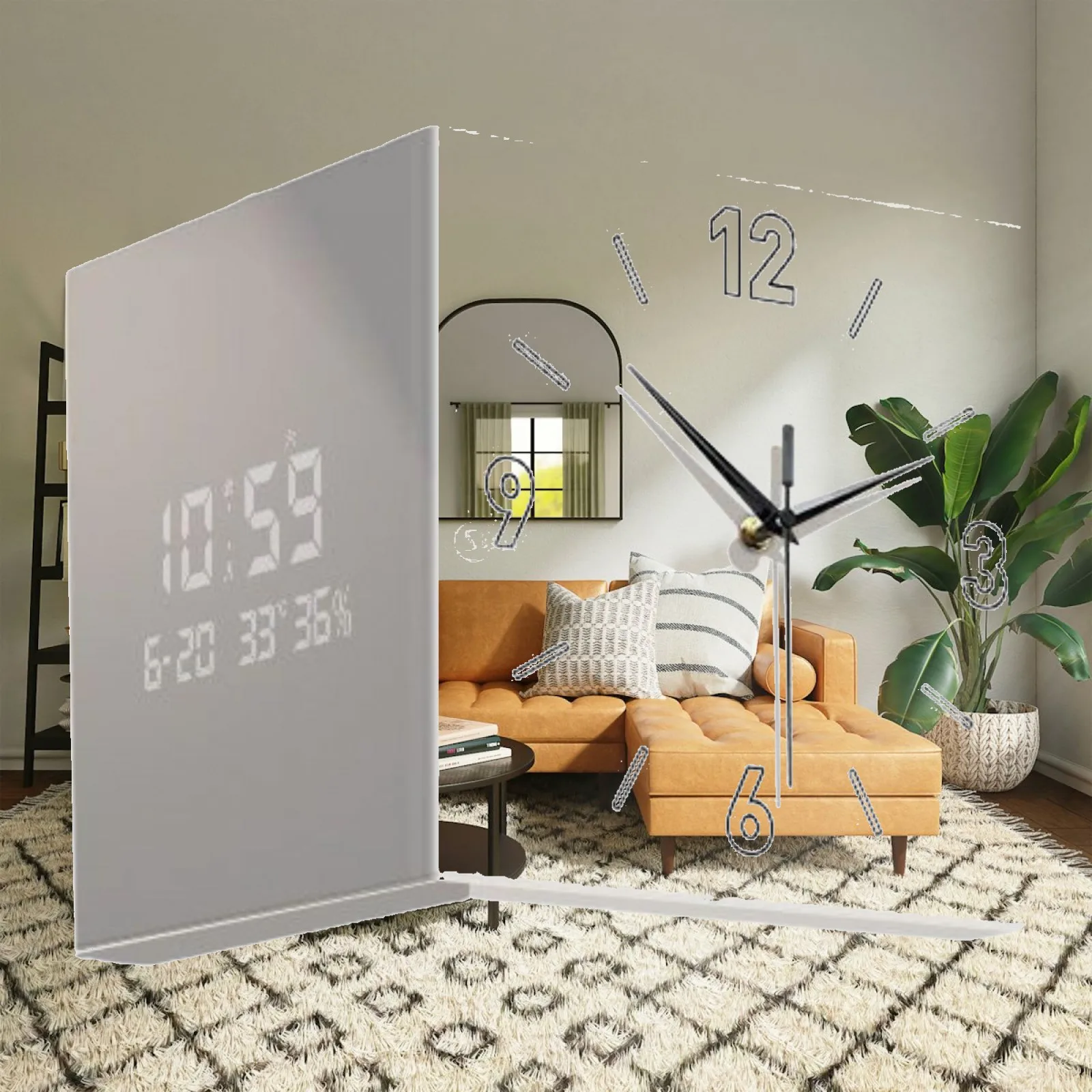 Corner Clock Ornament Versatile Display Decoration Gifts Angle Corner Clock with Light for Living Room Kitchen Classroom Home