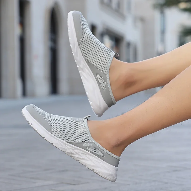YRZL Herren Halbe Hausschuhe Sommer Atmungsaktive Mesh Herren Schuhe Outdoor Casual Wanderschuhe Slip on Flache Leichte Mesh Hausschuhe Sandalen – Detail 12
