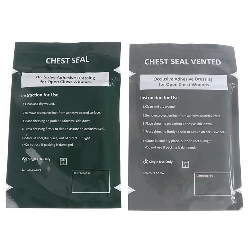 1Pc Rescue Chest Seal Medical Chest Seal Life-Saving Wound Care Sterile Vented Chest Seal Outdoor Emergency First Aid Kits