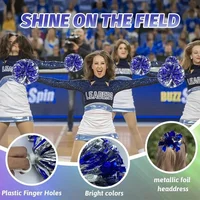 Blue & Silver Cheer Pom Poms, High Index Plastic, Perfect for Dance, Sports Events, Holiday Celebrations 6