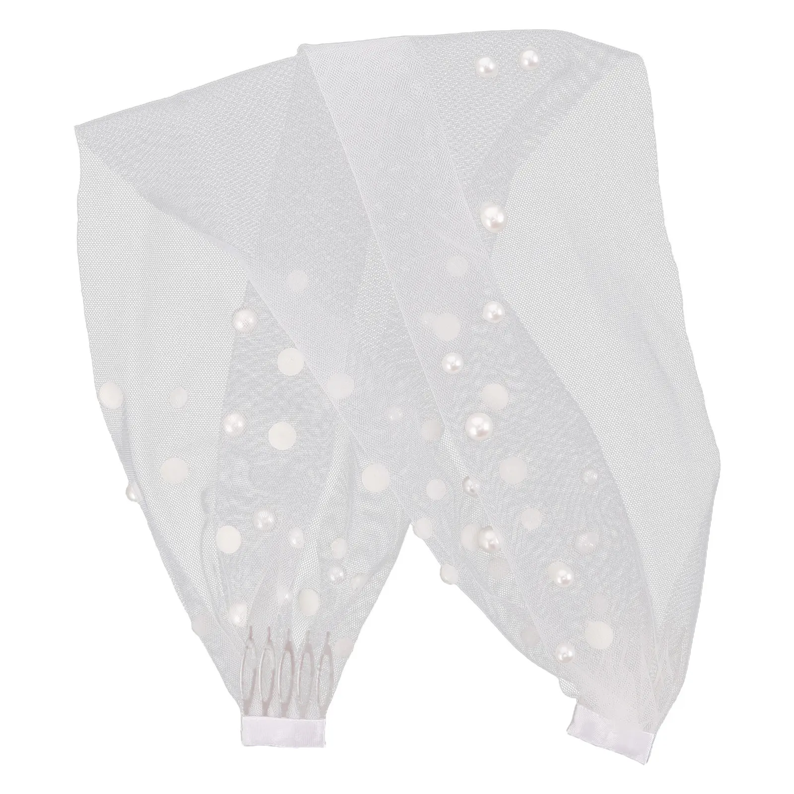 

Элегантная фата для невесты с жемчугом: Длинная тюлевая фата для свадебной церемонии, классический дизайн, гламурный образ