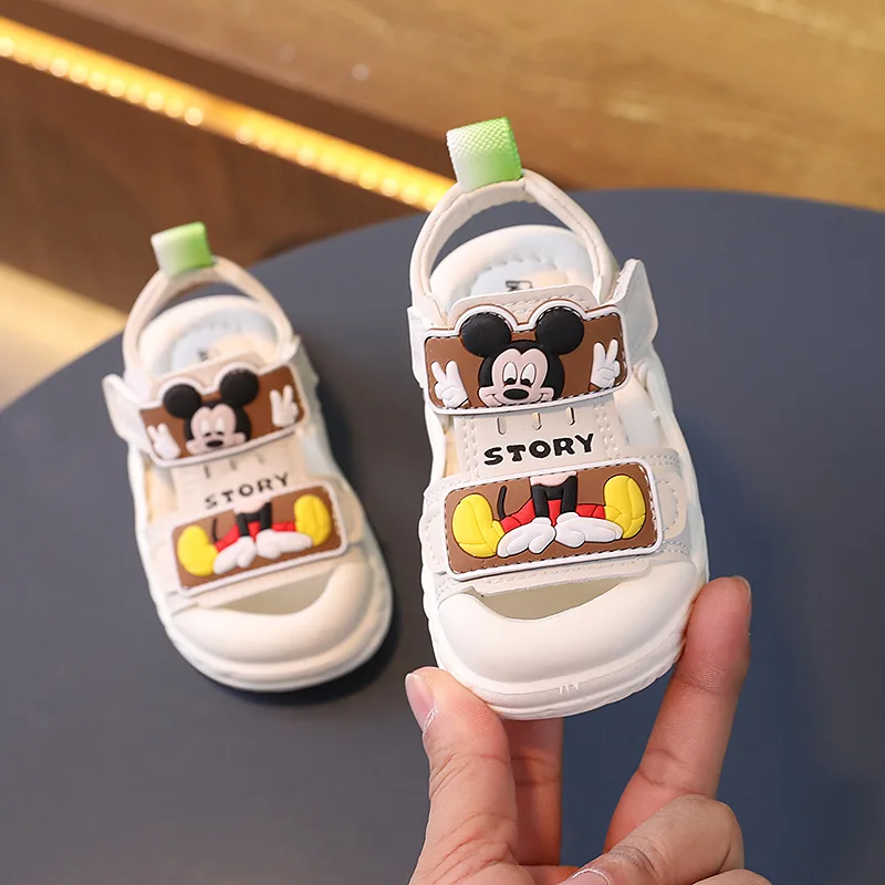 Summer Baby Boy Sandals Girl Cartoon Mickey Mouse Print Soft Children Slippers Non-slip Little Kid Beach Toddler Shoes EUR 16-20