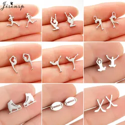 Punk Stainless Steel Earings Sports Jewelry Running Skating Skiing Yoga Earrings Girl Gymnastics Studs for Teenager Fitness Gift
