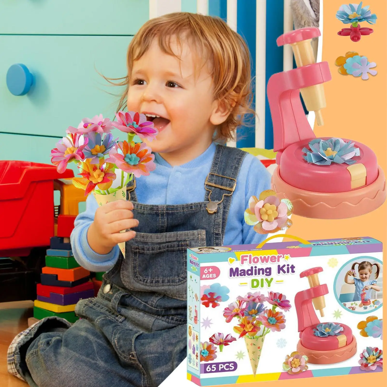 Blumenhandwerk für Kinder, STEM-Blumenstrauß für Eltern und Kinder, pädagogisches Blumenmacher-Aktivität für 6 Jahre, Jungen und Mädchen, Frühling