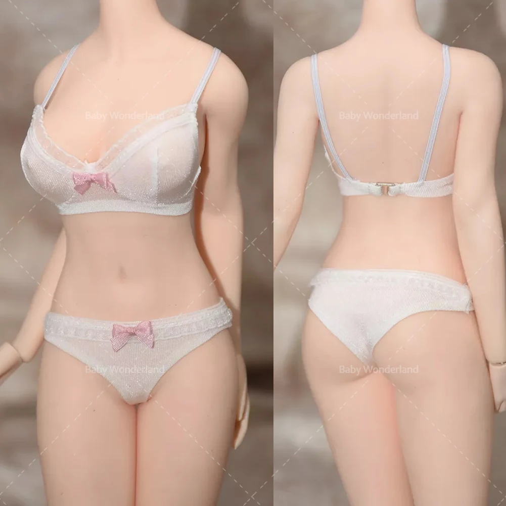 

1/6 Female Bow White Underwear Bras Briefs Set Sexy And Cute Clothes For 12" PH TBL Figure Model Body