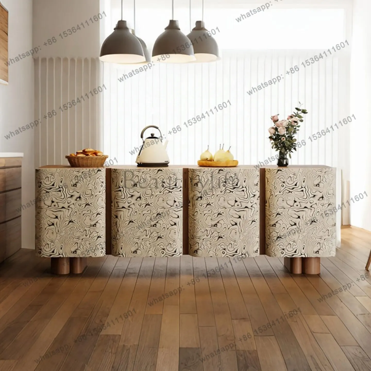 

Antique tree nodule bark sideboard, high-end decoration, French vintage creative living room storage cabinet