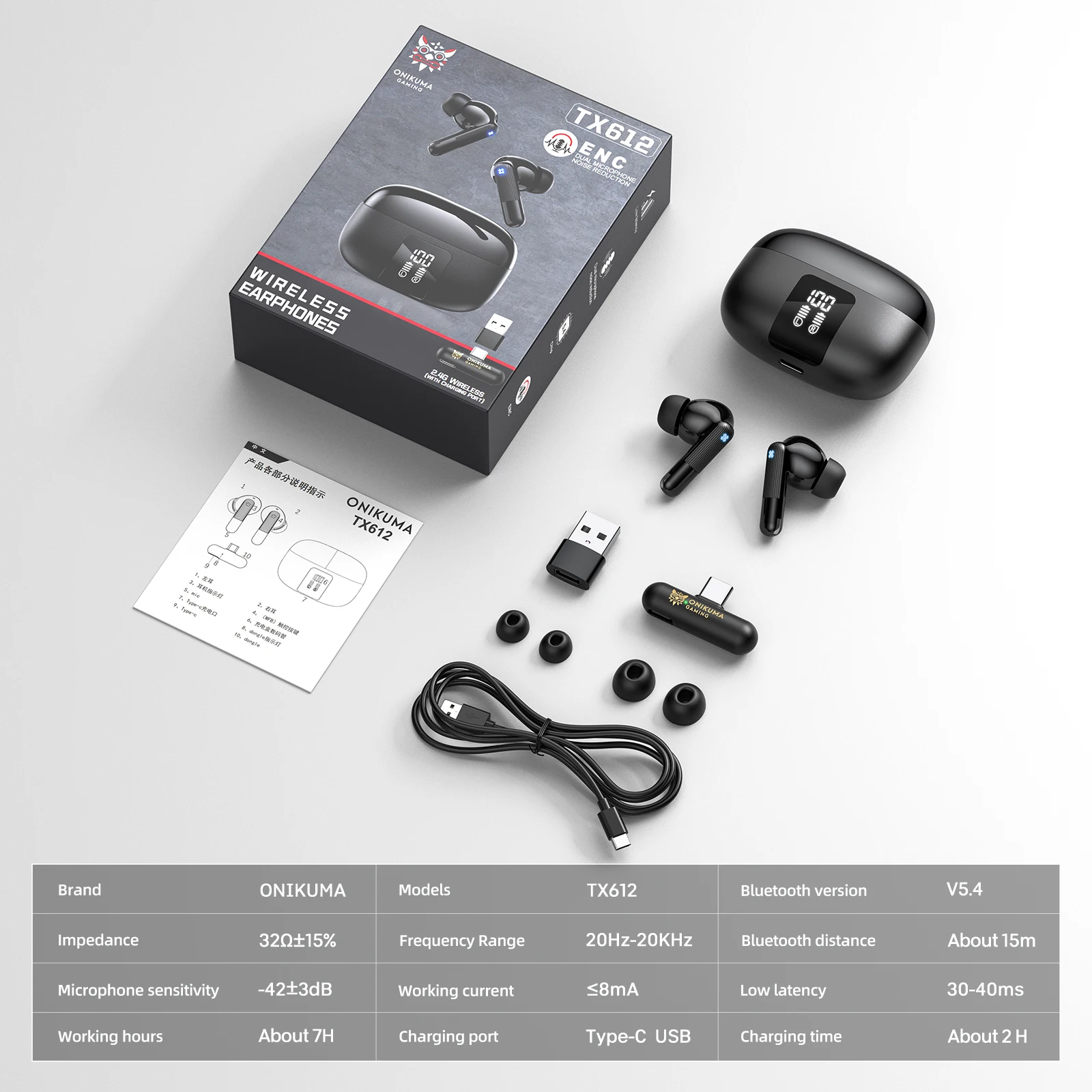 ONIKUMA 2025 New TX612 Dual-mode Cool RGB Gaming Headphones with