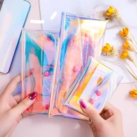 Bolsa de cosméticos transparente de PVC para mujer, almacenamiento de maquillaje, organizador transparente, neceser portátil de viaje, bolsa multifunción