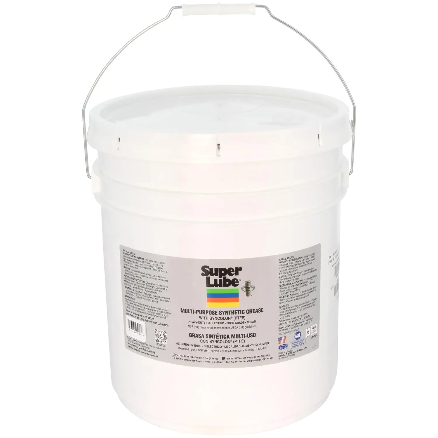 Super Lube 41030 Synthetic Grease (NLGI 2), 30 lb Pail, Translucent White