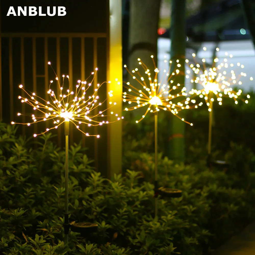 

1pcs Outdoor LED Solar Flashing Fireworks Lights 90/150 LEDs Waterproof String Fairy Light For Home Garden Christmas Decoration