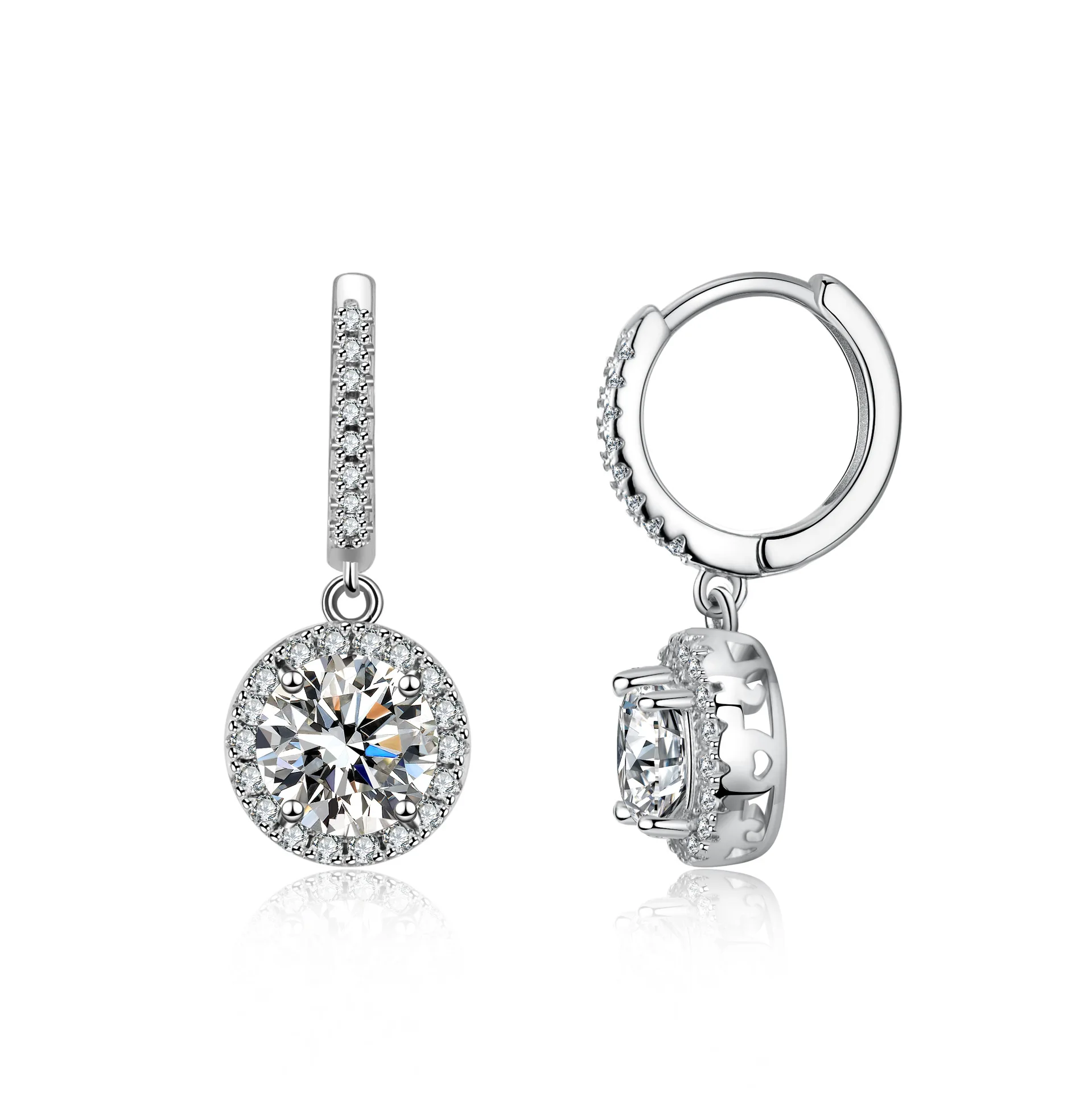 SY Luxury Jewelry Dcolor S925 Sterling Silver Stud Drop Earrings D Color VVS1 Moissanite Diamond Pendant Earrings For Women