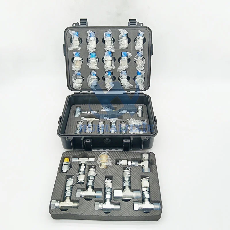 

Excavator pressure measuring three-way joint maintenance pressure gauge adapter set Hydraulic pressure Test Hose Couplings