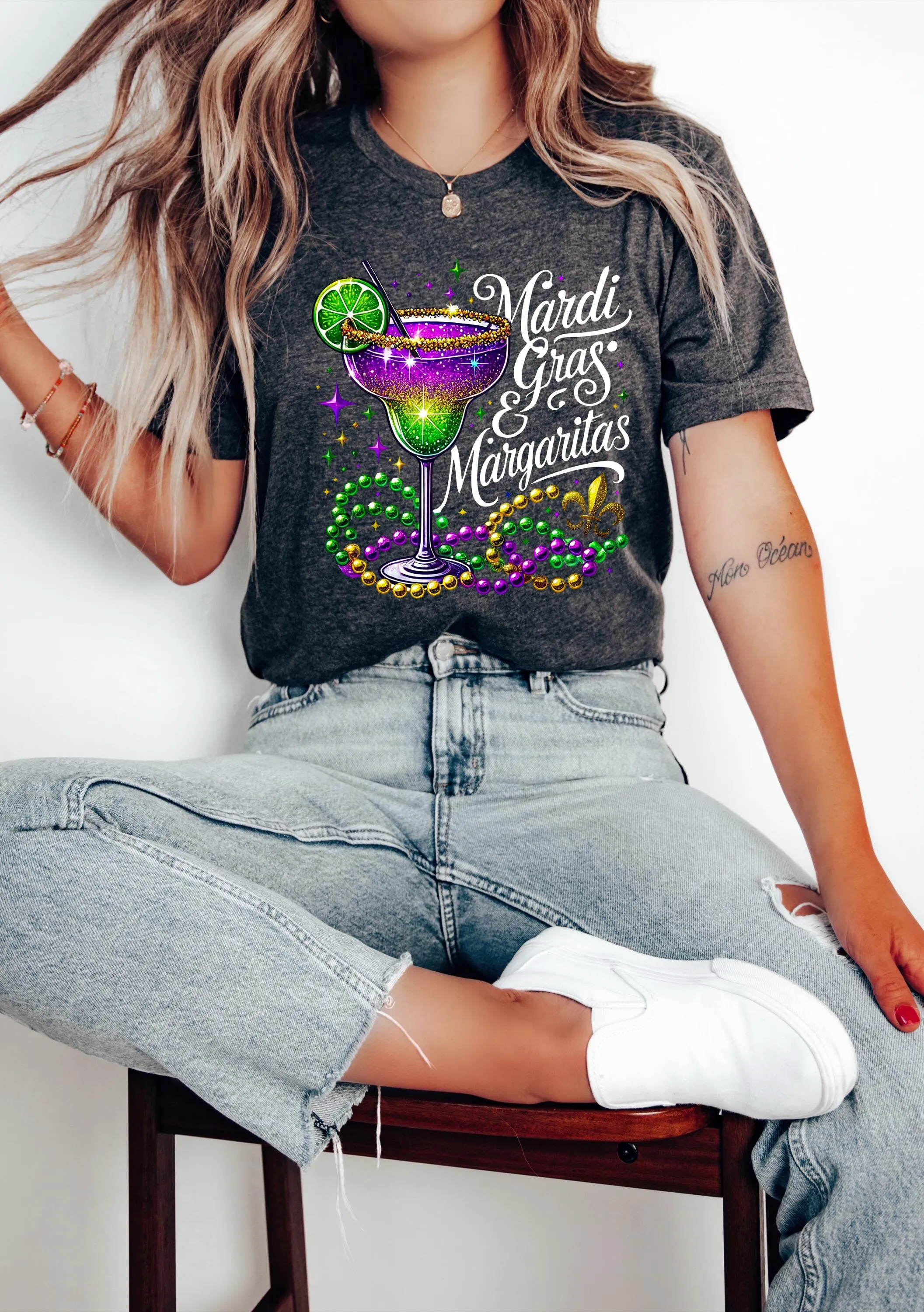 Mardi Gras Margarita T Shirt Nola Carnival Women New Orleans Fat Tuesday Oversized