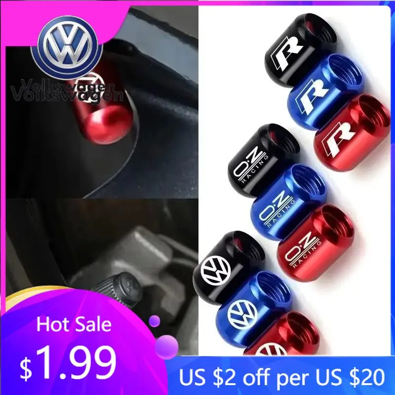 

2026 Hot For VOLKSWAGEN VW 4PCS Car Tire Valve Caps For Volkswagen Rline Golf GTI Bora Passat Jetta Beetle Scirocco Lavida POLO