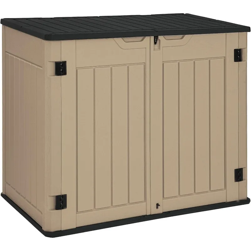 

Storage shed, outdoor waterproof storage shed, can store trash cans, garden tools, lawn mowers, lockable