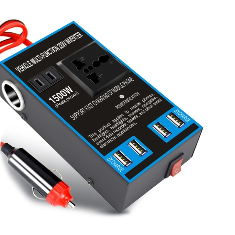 

1500W 4USB Ports Car Power Inverter DC12V 24V To AC220V Voltage Converter ChargersAdapter CigaretteLighter Fast Charging